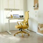 Ergonomic Colorful Office Chair 350LBS Home Office Mesh Breathable High Back, With Adjustable Lumbar Support Computer Chair, Integrated Molded Foam Seat Cushion, Fireproof (Yellow)