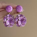 Antique Pave Diamond Earrings Women Geometric Drop Studs Vintage Light Luxury Jewelry