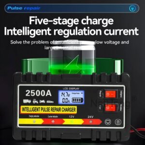 2500A HEAVY DUTY 12 24V AUTOMATIC CAR BATTERY CHARGER SMART PULSE REPAIR TRICKLE