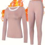 Warm Long-Sleeve Casual Autumn Top And Pants Set