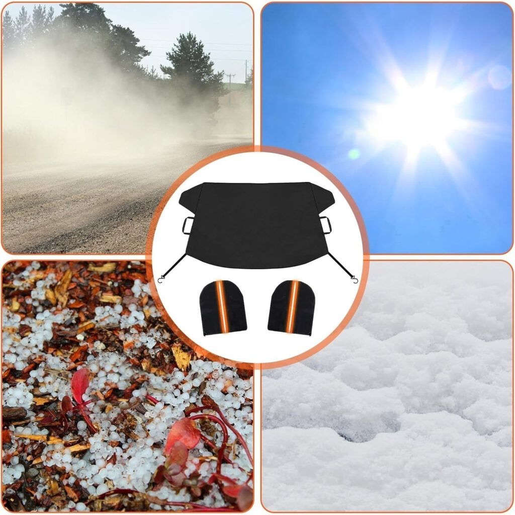 2-in-1 Car Ice Scraper Set With Snow Brush And Windshield Cover – Winter Accessories For Cars – Accessories Set