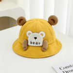 Summer Boys And Girls' Embroidered Letter Bear Style Fashionable And Cute Fishing Hat For Outdoor Shopping And Playing