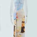 Womens Dopamine-Color Printed Long Dress