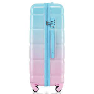 Luggage Set of 3, 20-inch with USB Port, Airline Certified Carry-on Luggage , ABS+PC Hard Shell Luggage with Spinner Wheels, light blue and pink