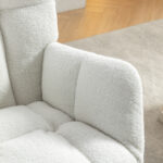 067-Teddy Fabric Leisure Rocking Chair With Adjustable Footstool,Nursery Rocking Chair, High Backrest, Storage Pocket On The Right Side,The Base Rocker Is Solid Wood And Metal,Ivory