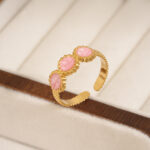 French Vintage Elegant Premium Open Ring, Niche Unique White Enamel Stainless Steel Ladies Jewelry