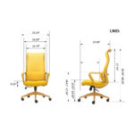 Ergonomic Colorful Office Chair 350LBS Home Office Mesh Breathable High Back, With Adjustable Lumbar Support Computer Chair, Integrated Molded Foam Seat Cushion, Fireproof (Yellow)