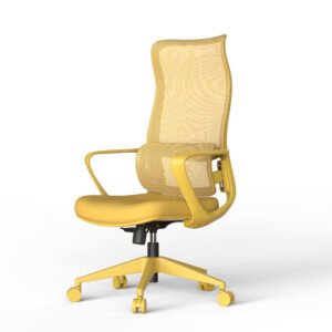 Ergonomic Colorful Office Chair 350LBS Home Office Mesh Breathable High Back, With Adjustable Lumbar Support Computer Chair, Integrated Molded Foam Seat Cushion, Fireproof (Yellow)