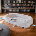 Human Dog Bed, Washable Faux Fur Dog Bed for People Doze Off, Napping Orthopedic Dog Bed,71''x45''x14'' Size Fits You and Pets (Grey) - Blankets and Pillows NOT INCLUDED