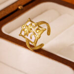 Vintage Fashion Enamel Flower Ring Chinese Style Floral Design Enamel Ring Vintage Index Finger Ring
