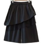 Lace-Panelled Ruffle-Skirt Casual Womens Wide-Leg Shorts