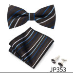 Mens Striped Jacquard Bow Tie Set