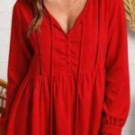 Women New Fall Winter Fashion V-Neck Patchwork Long Sleeve Sweatshirt With Lace Trim