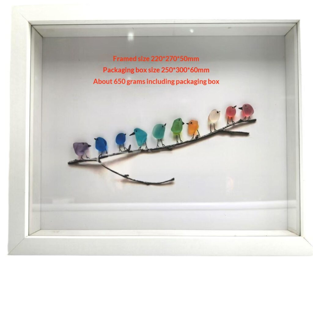 Three-dimensional Branch Sea Glass Rainbow Bird