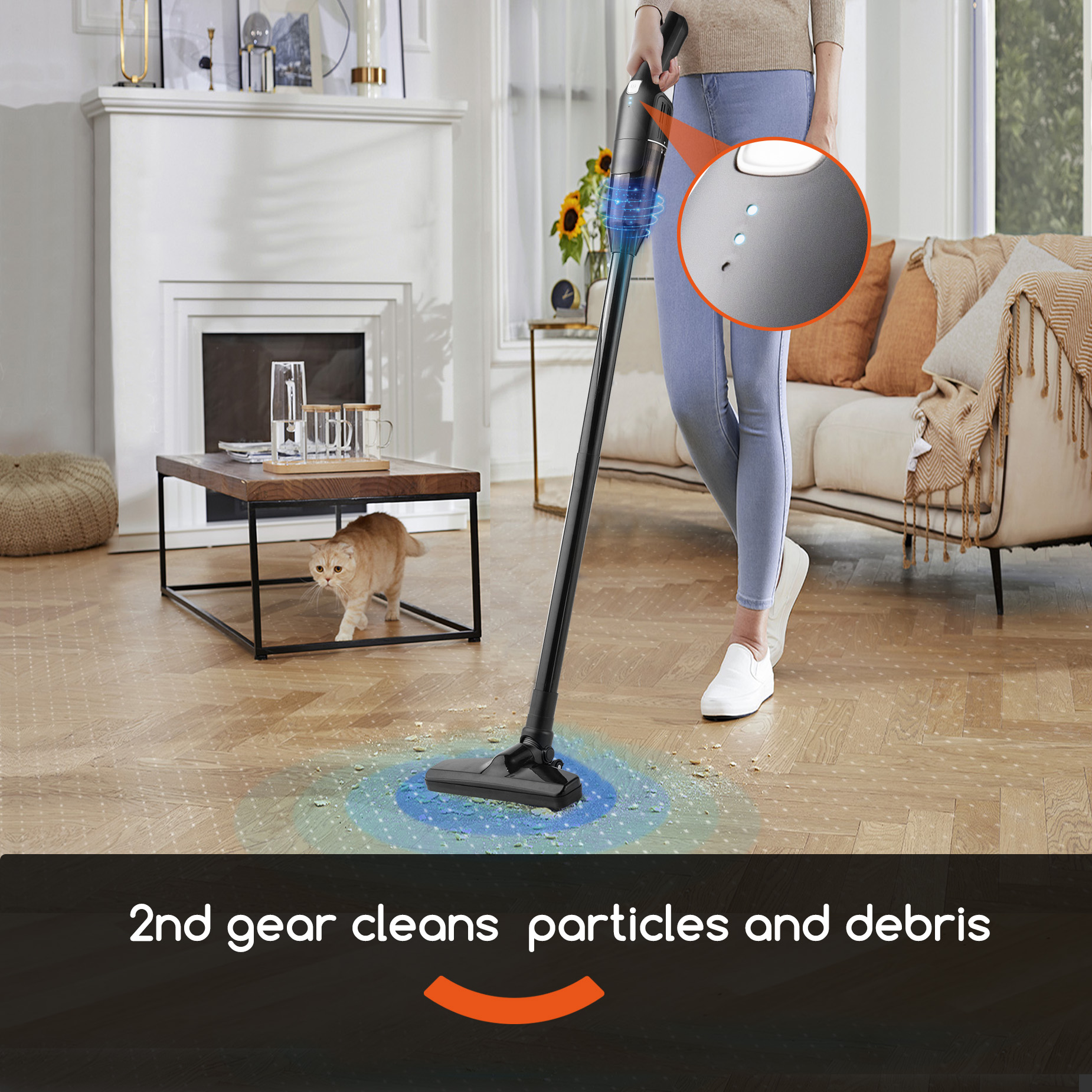 Cordless Stick/Handheld Vacuum Cleaner, 10-17Kpa 2-Level Powerful Suction,Fast Charging-Use Durable,Latest Household Vacuum Cleaners for Cleaning Flooring, Carpets, Sofas, Car Seat,Hair and Dust - Image 3