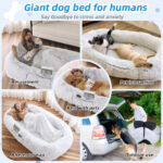 Human Dog Bed, Washable Faux Fur Dog Bed for People Doze Off, Napping Orthopedic Dog Bed,71''x45''x14'' Size Fits You and Pets (Grey) - Blankets and Pillows NOT INCLUDED