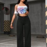 Floor-length Flared Straight-leg Denim Jeans For Women