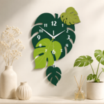 Acrylic Leaf Wall Clock Tropical Decorative Home Decor