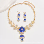 Cross-Border Foreign Trade Retro Jewelry Exaggerated Necklace Set Luxury Crystal Jewelry Banquet Dress Accessories Factory Direct Supply
