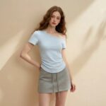 Off-Shoulder Short-Sleeve T-Shirt Womens Cropped Top