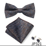 Mens Striped Jacquard Bow Tie Set