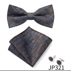 Mens Striped Jacquard Bow Tie Set