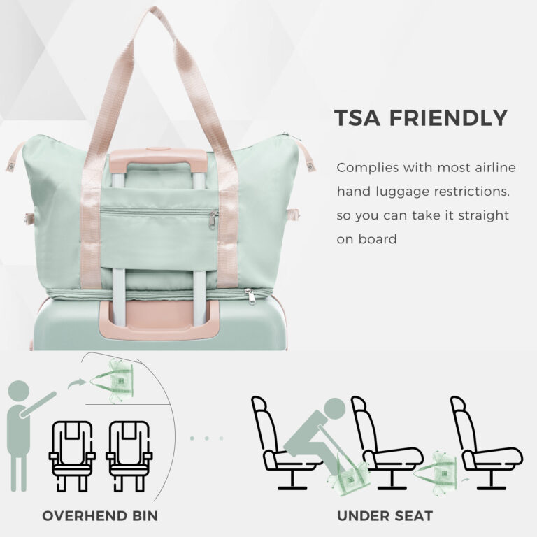 4-Piece Luggage Set – 20in Carry-On, 28in Checked Suitcase with TSA Lock Travel Duffel Bag Wet-Dry Toiletry Bag,green