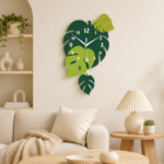 Acrylic Leaf Wall Clock Tropical Decorative Home Decor