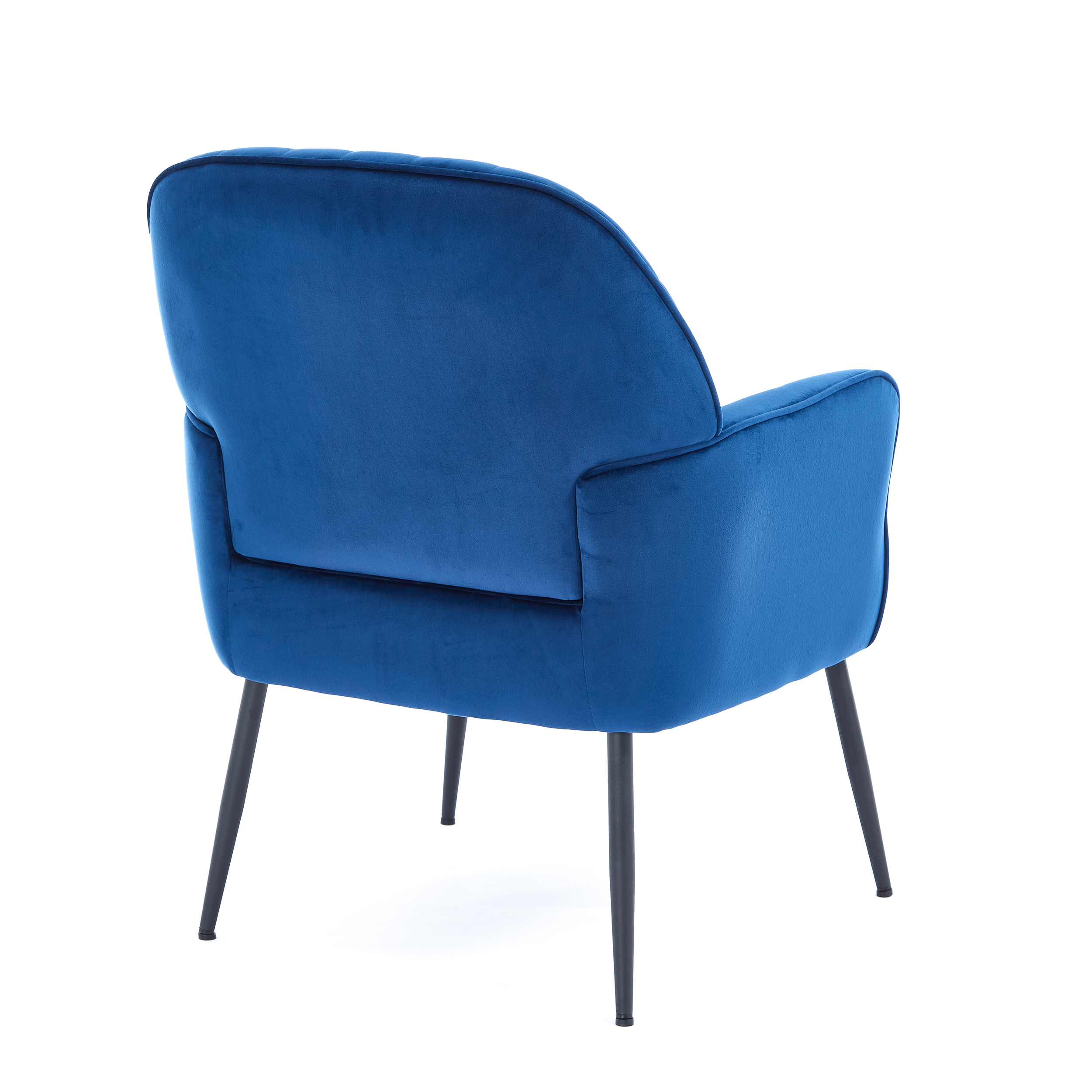 Velvet Accent Chair, Modern Upholstered Living Room Chairs, Luxury Single Sofa Armchair with Metal Legs, Comfy Barrel Chairs for Living Room, Waiting Room, Bedroom, Office and Cafe, Blue - Image 12