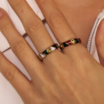 Minimalist Bamboo Joint Enamel Ring Women 18K Real Gold Plated Light Luxury Anti-Fade Jewelry
