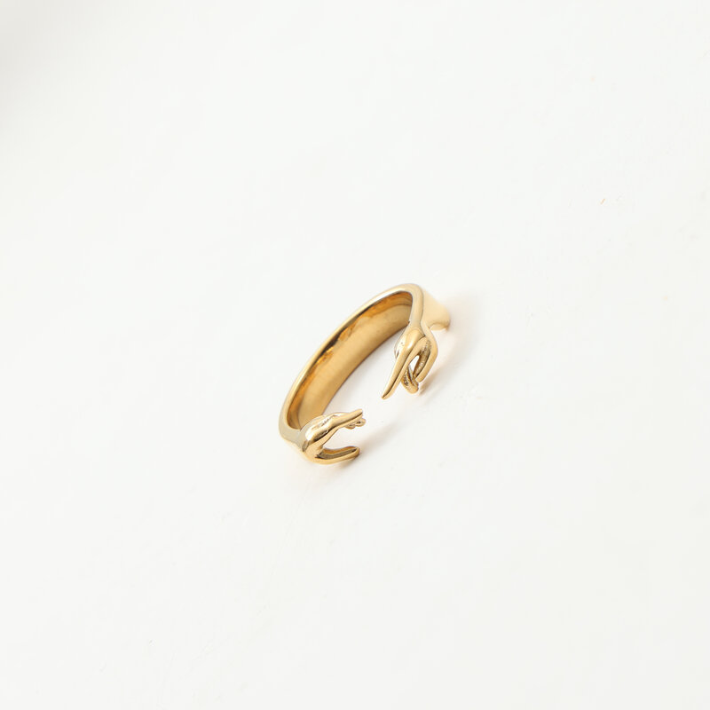 Gesture Ring Titanium Steel 18k Gold Plating
