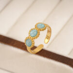 French Vintage Elegant Premium Open Ring, Niche Unique White Enamel Stainless Steel Ladies Jewelry