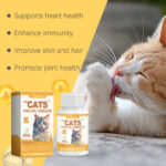 Cat 3 Fish Oil Tablets, Multivitamin Skin & Coat Supplement For Cats, Support Immune, Heart & Bone Health, 60 Chewable Tablets