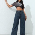 Floor-length Flared Straight-leg Denim Jeans For Women