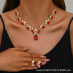Cross-Border Foreign Trade Retro Jewelry Exaggerated Necklace Set Luxury Crystal Jewelry Banquet Dress Accessories Factory Direct Supply