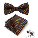Mens Striped Jacquard Bow Tie Set