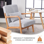 Mid-Century Modern Accent Chair, Arm Chair Living Room Chairs with Pillow Upholstered Reading Chair with Solid Wood Frame & Living Room Bedroom Balcony (Antique Dark Grey)