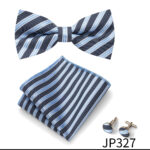 Mens Striped Jacquard Bow Tie Set