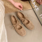 French Style Cutout Embossed Mary Janes, Women Flat Elegant Low Cut Flats, 2026 Summer New Arrival