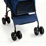Foldable Pet Stroller for Small Dogs and Cats Under 28 lbs with Multi-Functional Tray, 2 Safety Leashes, Storage Basket & Breathable Mesh, 4 Wheels Pet Stroller, Blue