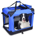 3-Door Folding Soft Dog Crate With Carrying Bag And Fleece Bed , Indoor & Outdoor Pet Home