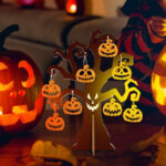 56-piece Halloween Craft Kit With Wooden Discs, Paintbrushes, And Wire Decorations