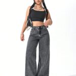 Floor-length Flared Straight-leg Denim Jeans For Women