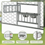 20x10 FT Large Outdoor Dog Kennel with Canopy, Heavy Duty Galvanized Steel Frame, Waterproof Cover, Built-in Elevated Feeding Bowls, Escape-Proof Lockable Pet Playpen for Large Dogs & Multiple Animal