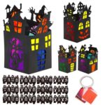 12-Piece Halloween Haunted House Craft Set: Ghost House Paper Craft Set, DIY Halloween Lanterns, Haunted House Paper Lanterns, Creative Set, Halloween Gift