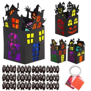 12-Piece Halloween Haunted House Craft Set: Ghost House Paper Craft Set, DIY Halloween Lanterns, Haunted House Paper Lanterns, Creative Set, Halloween Gift