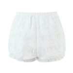 Ruffle-detail Blouse Tiered Lace-panel Shorts Set