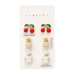 Cross-border European American Fruit Enamel Stud Earrings For Women, Unique Premium Versatile Summer Red Fruit & Cherry Niche Ear Jewelry