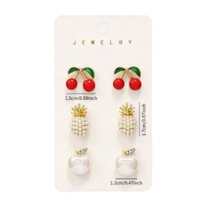 Cross-border European American Fruit Enamel Stud Earrings For Women, Unique Premium Versatile Summer Red Fruit & Cherry Niche Ear Jewelry