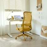 Ergonomic Colorful Office Chair 350LBS Home Office Mesh Breathable High Back, With Adjustable Lumbar Support Computer Chair, Integrated Molded Foam Seat Cushion, Fireproof (Yellow)